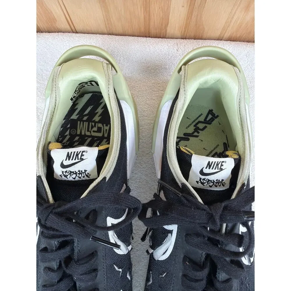 Nike x ACRONYM Blazer Low Black Olive Aura Distressed Laser Cut Sneakers Size 14